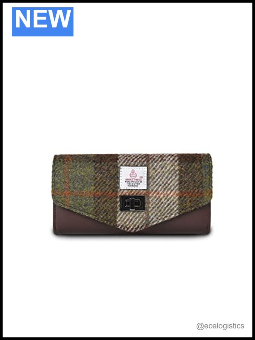 Islander Harris Tweed Purse Herringbone Microfibre Leather Trim Shoulder Bag